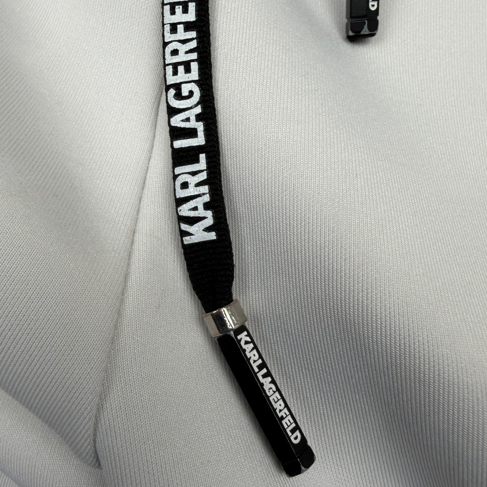 Karl Lagerfeld Paris Sweatpants Unisex L White Snap Button Side Stripe Joggers - Picture 4 of 12